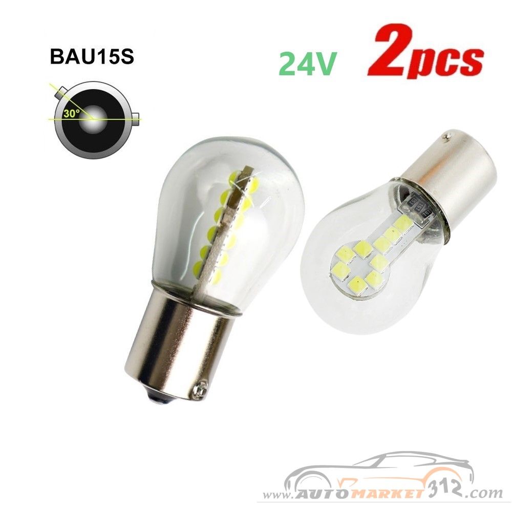 LED Λαμπάκια Φλας/Στοπ 18 SMD PY21W BAU15S Offset 24V 2τμχ.